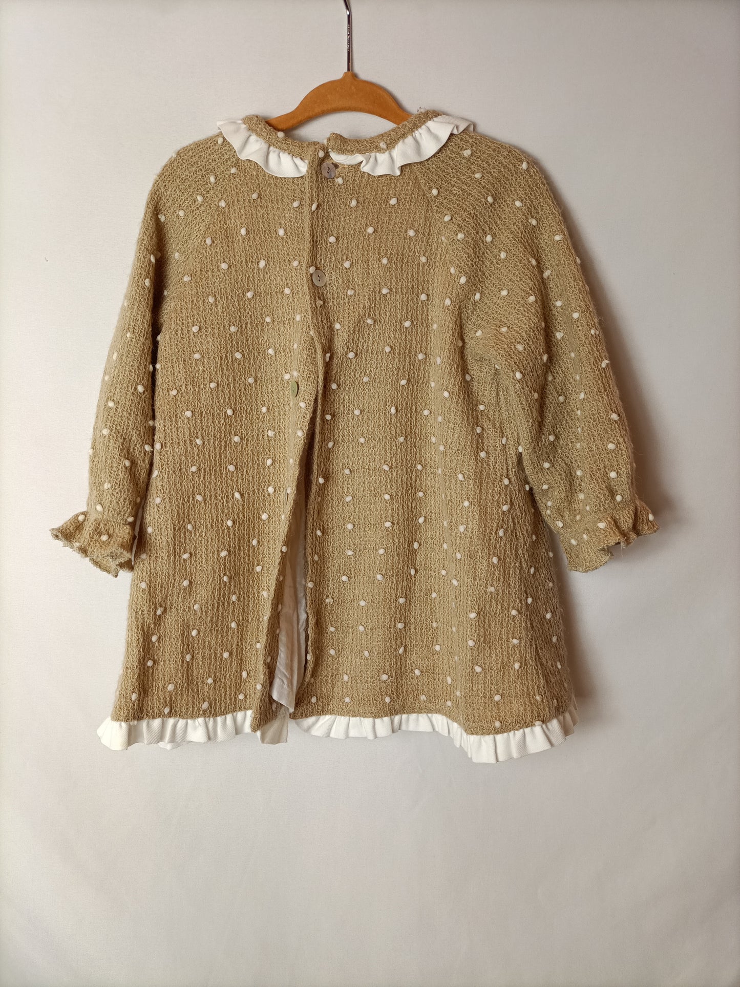 BASMARTI. Vestido punto lazo beige T. 2-3 años