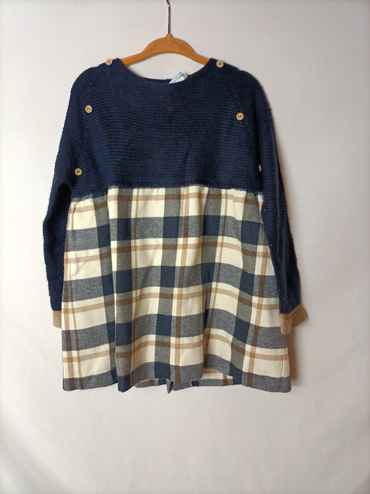 PALOMA DE LA O. Double textured checkered dress S. 2-3 years