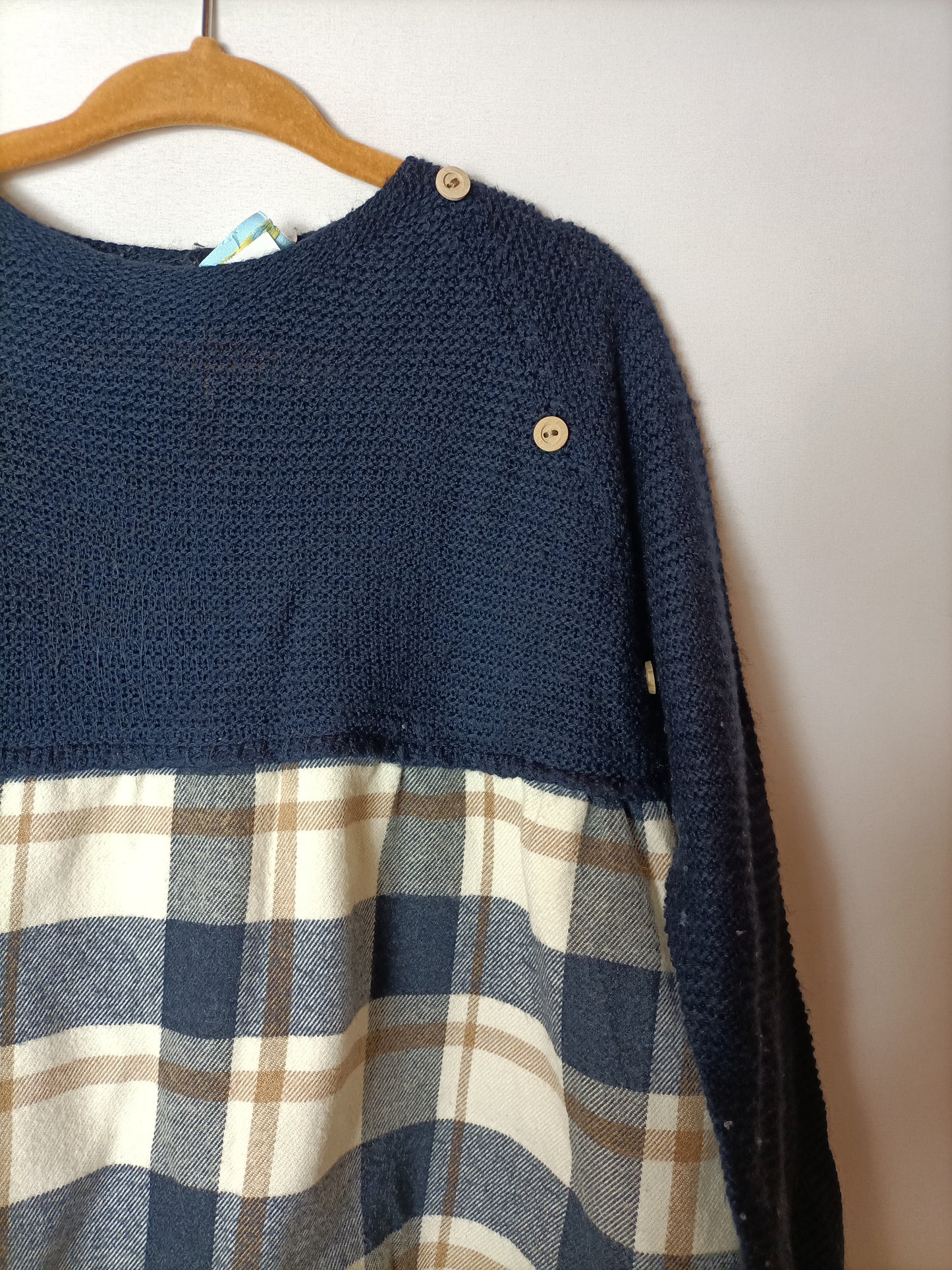 PALOMA DE LA O. Double textured checkered dress S. 2-3 years