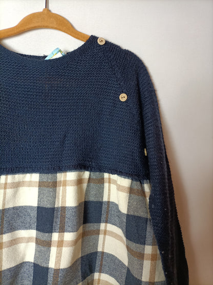 PALOMA DE LA O. Double textured checkered dress S. 2-3 years