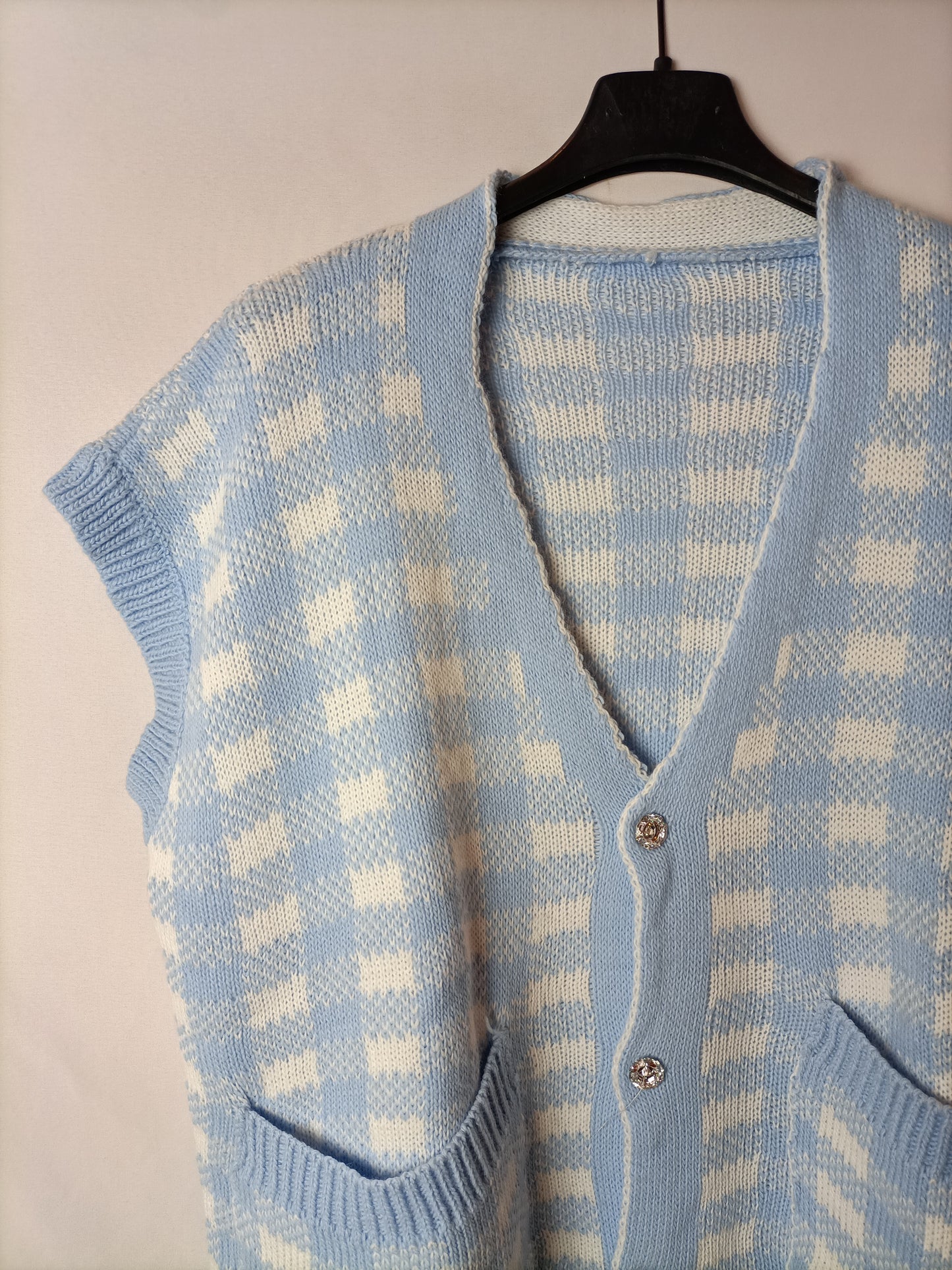 OTRAS. Chaleco cuadros botones joya T.u(s/m)