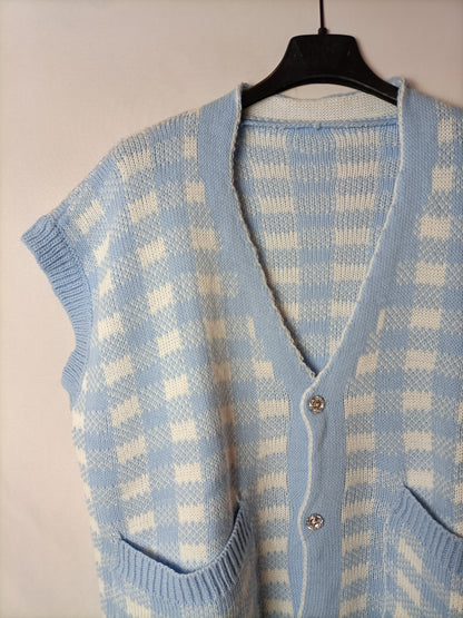 OTRAS. Chaleco cuadros botones joya T.u(s/m)