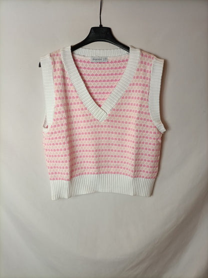 STRADIVARIUS. Chaleco estampado rosas T.xs