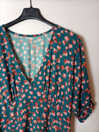 OTRAS. Vestido largo verde flores T.u(s)