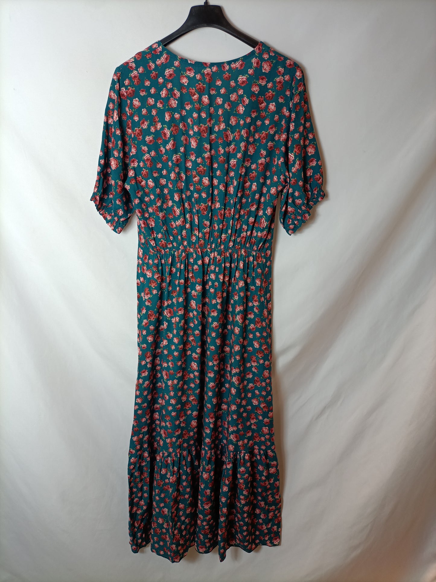 OTRAS. Vestido largo verde flores T.u(s)