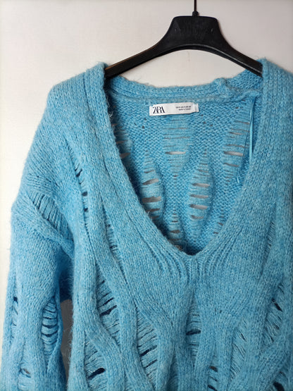 ZARA. Jersey azul ochos T.s