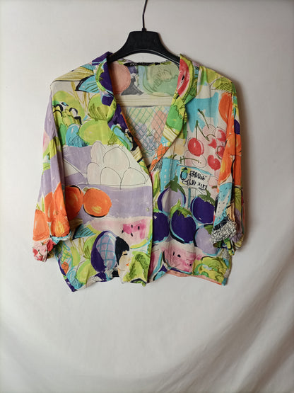 ZARA. Blusa estampada manga corta T.xs