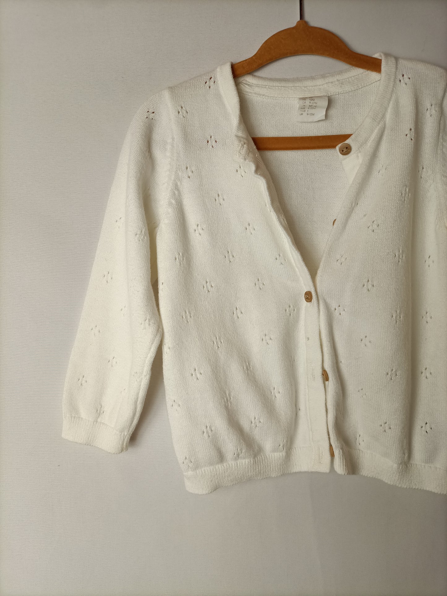 H&amp;M. White cardigan. Size 9-12 months