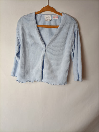 ZARA. Baby blue ribbed cardigan. Size 9-12 months
