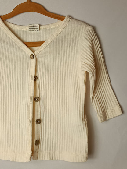 BOHO BABY. Beige ribbed T-shirt. Size 6-12 months