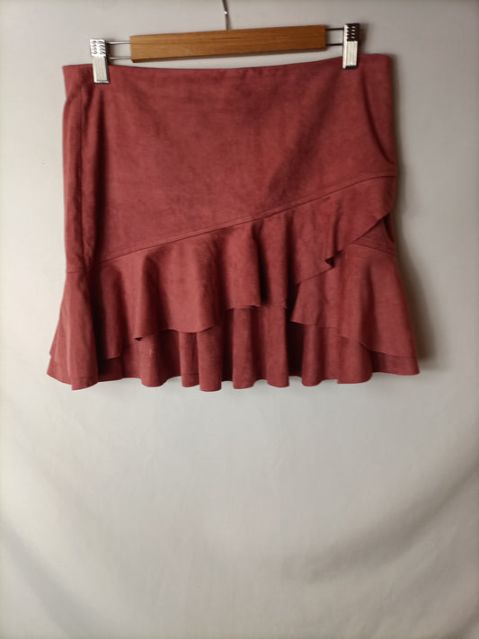 MANGO. Pink suede skirt size 38