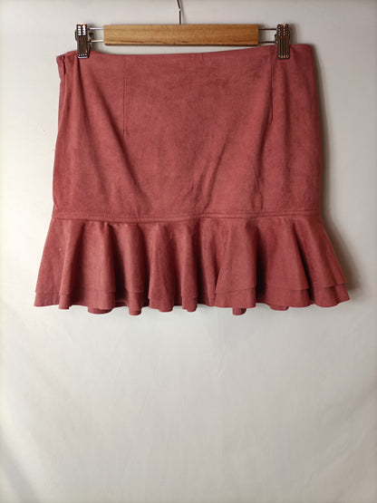 MANGO. Pink suede skirt size 38