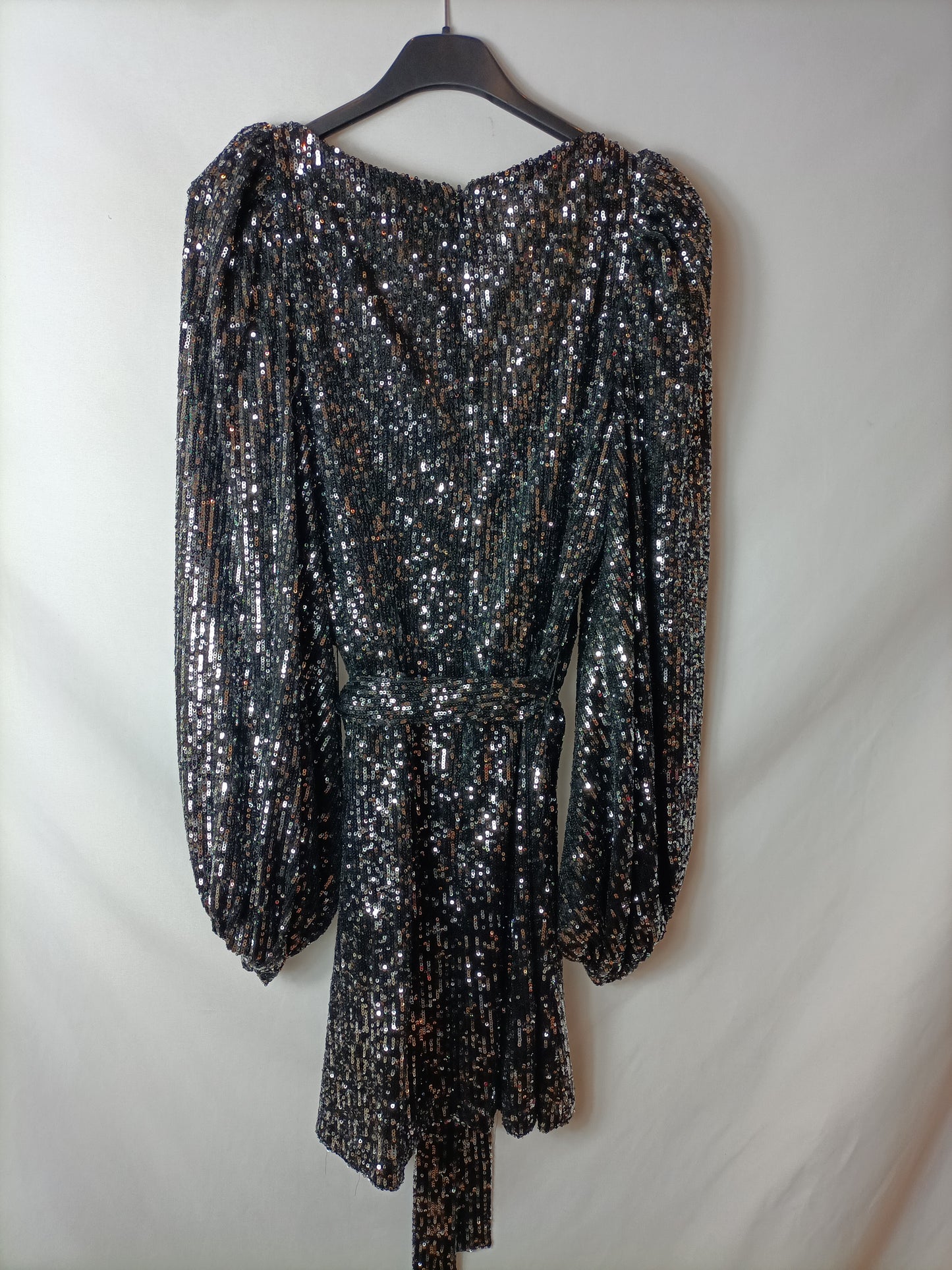 ZARA. Vestido negro lentejuelas T.s
