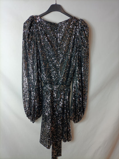 ZARA. Vestido negro lentejuelas T.s
