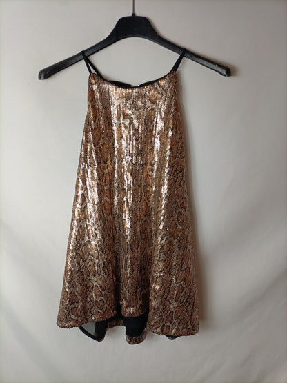 ZARA. Top lentejuelas animal print T.l