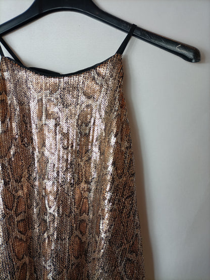 ZARA. Top lentejuelas animal print T.l