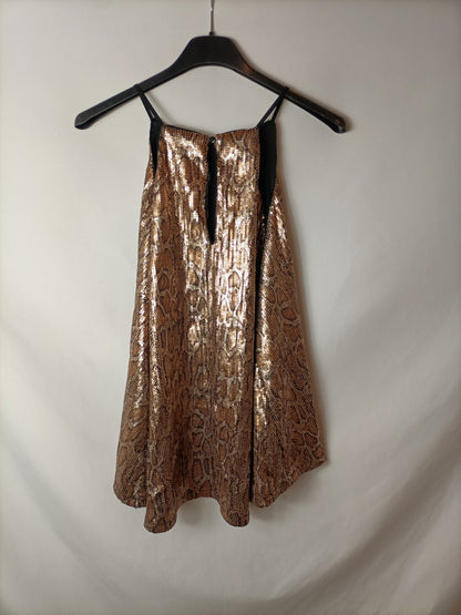 ZARA. Top lentejuelas animal print T.l