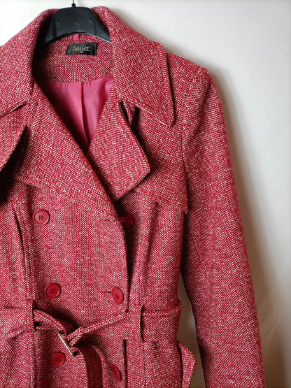 SAILOR. Abrigo jaspeado rojo y blanco T.l