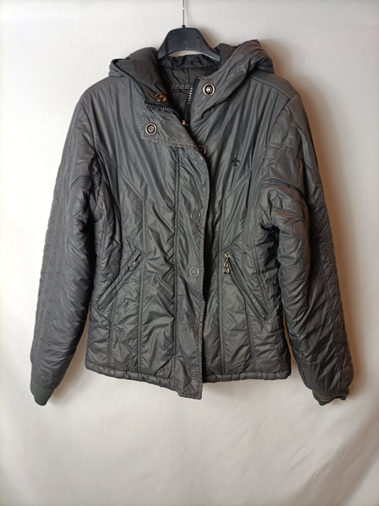 FREESOULD. Reversible black and grey down jacket, Ts/m