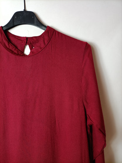 COMPAÑIA FANTASTICA. Vestido volantes burdeos. T S