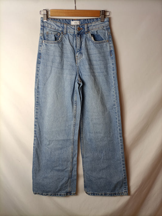 MANGO. Pantalón culotte tejido denim. T 12 años(XXS)