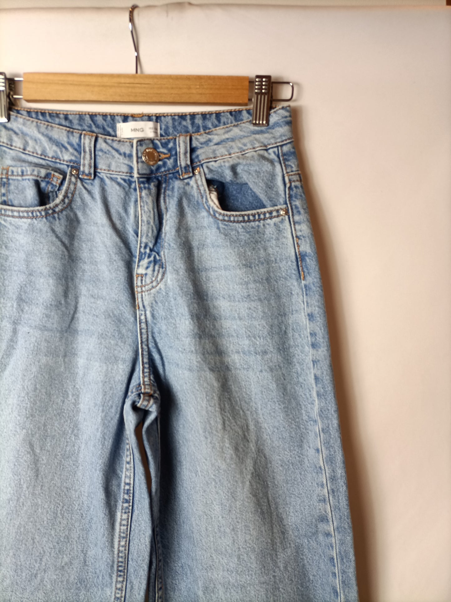 MANGO. Pantalón culotte tejido denim. T 12 años(XXS)