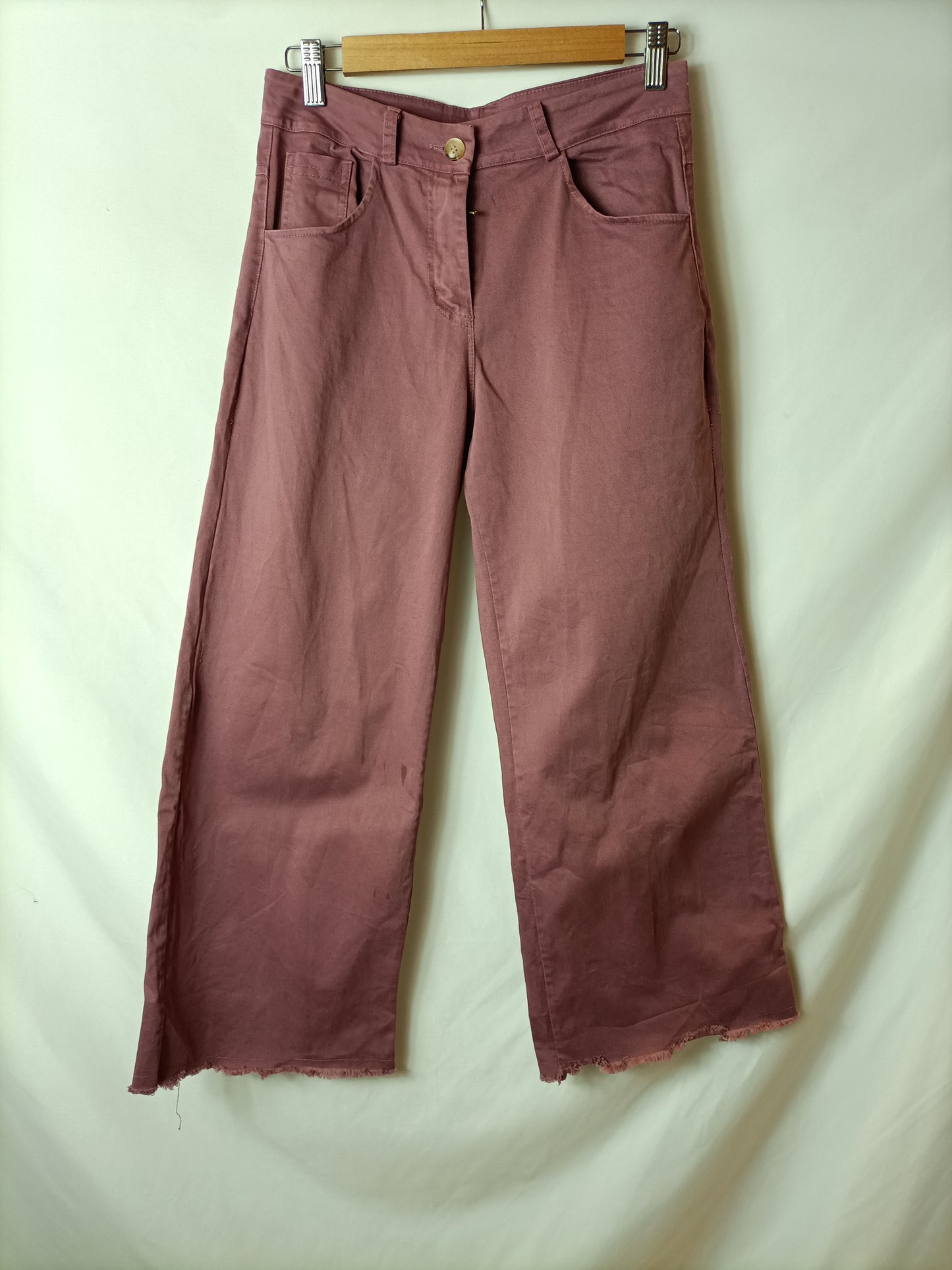 LUA. Pantalón culotte tejido denim morado. T S