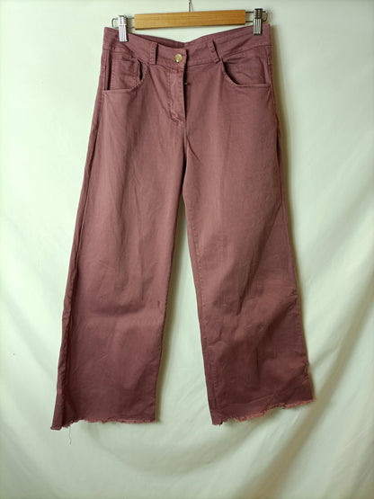 LUA. Pantalón culotte tejido denim morado. T S