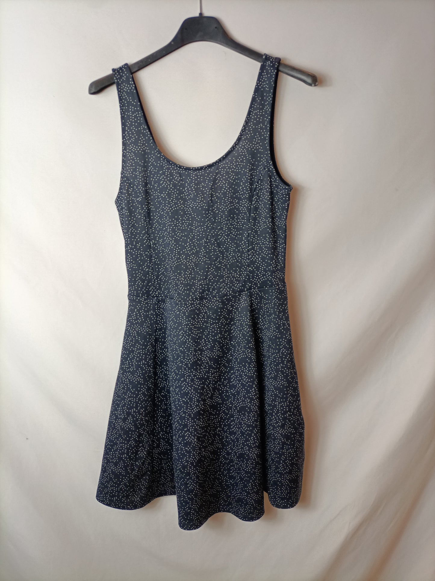 H&M. Vestido mini lunares azul. T S