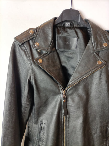 THE SWAY88. Black leather biker jacket
