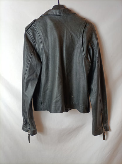 THE SWAY88. Black leather biker jacket