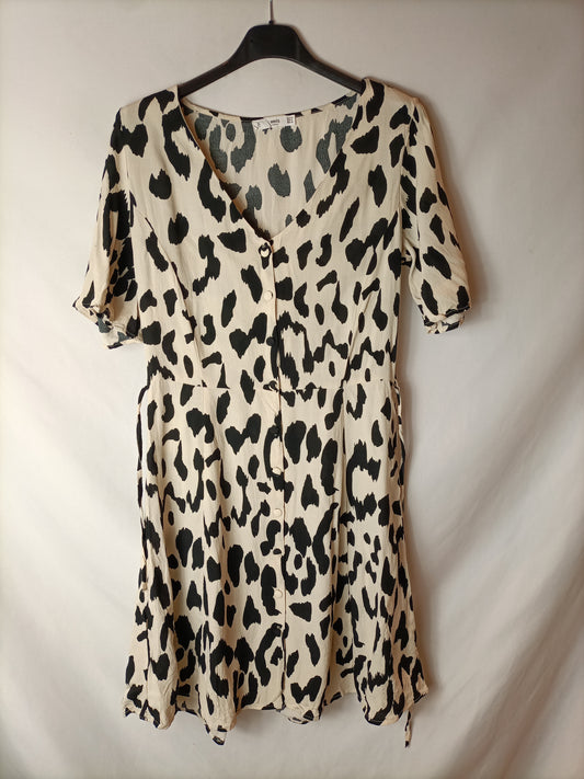 MANGO. Vestido abotonado estampado. T M