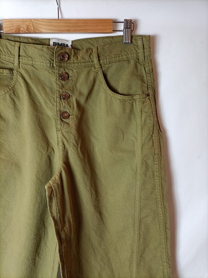 BIMBA Y LOLA. Pantalón slouchy verde. T 40