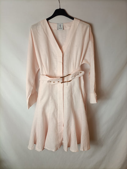 BY PAULA JUNYET. Vestido lino rosa T.s