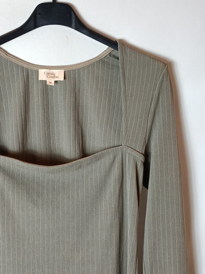 CAMILA COHELO. Ribbed beige dress Tm