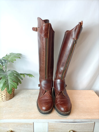 MIRAMANCHA. Botas marrones piel T.40