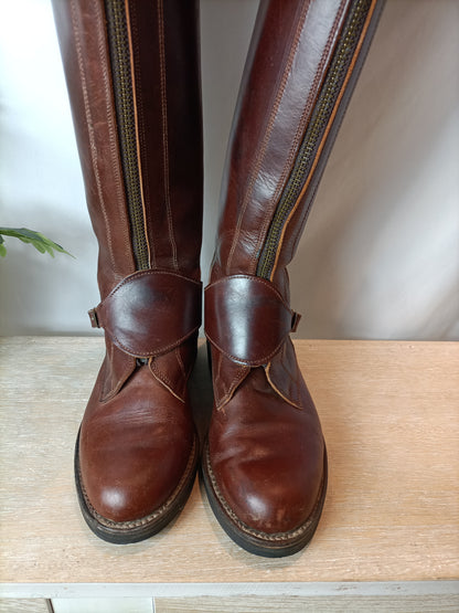 MIRAMANCHA. Botas marrones piel T.40