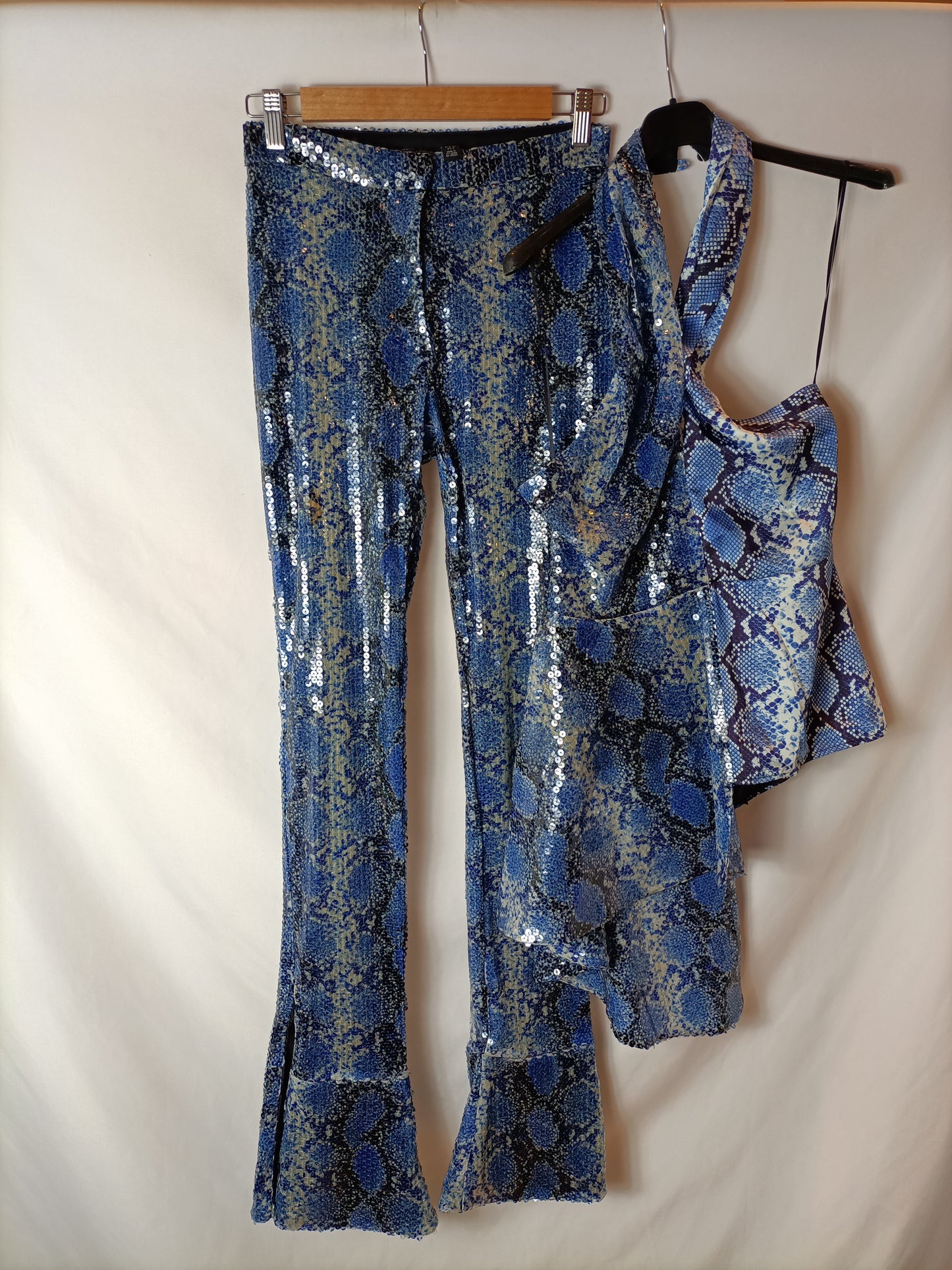 TOP SHOP. Animal print sequin pants. Size 36