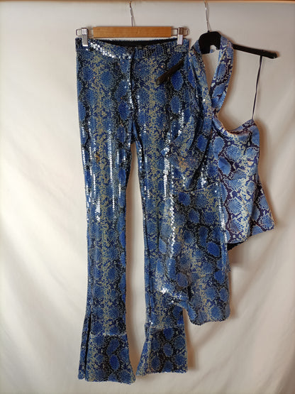 TOP SHOP. Animal print sequin pants. Size 36