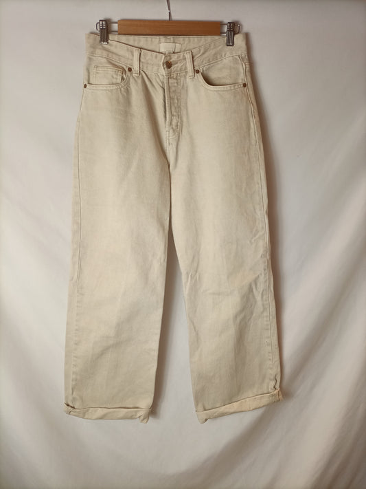 H&amp;M. Wide-leg beige denim trousers, size 36