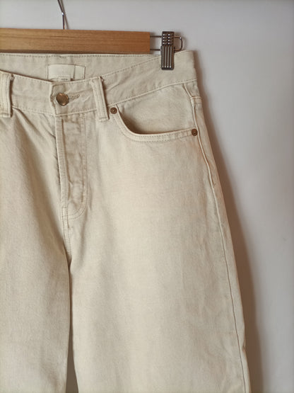 H&amp;M. Wide-leg beige denim trousers, size 36