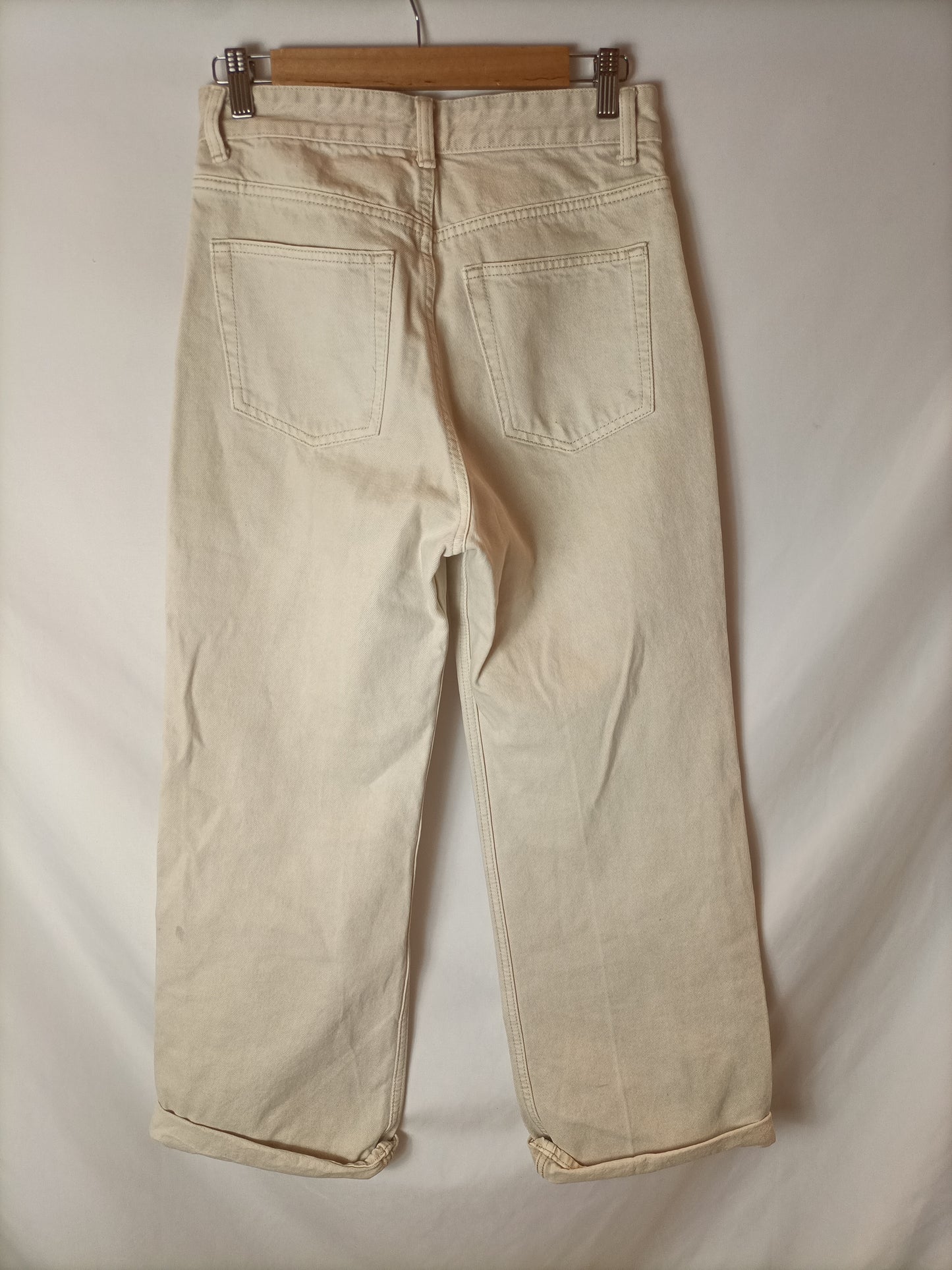 H&amp;M. Wide-leg beige denim trousers, size 36