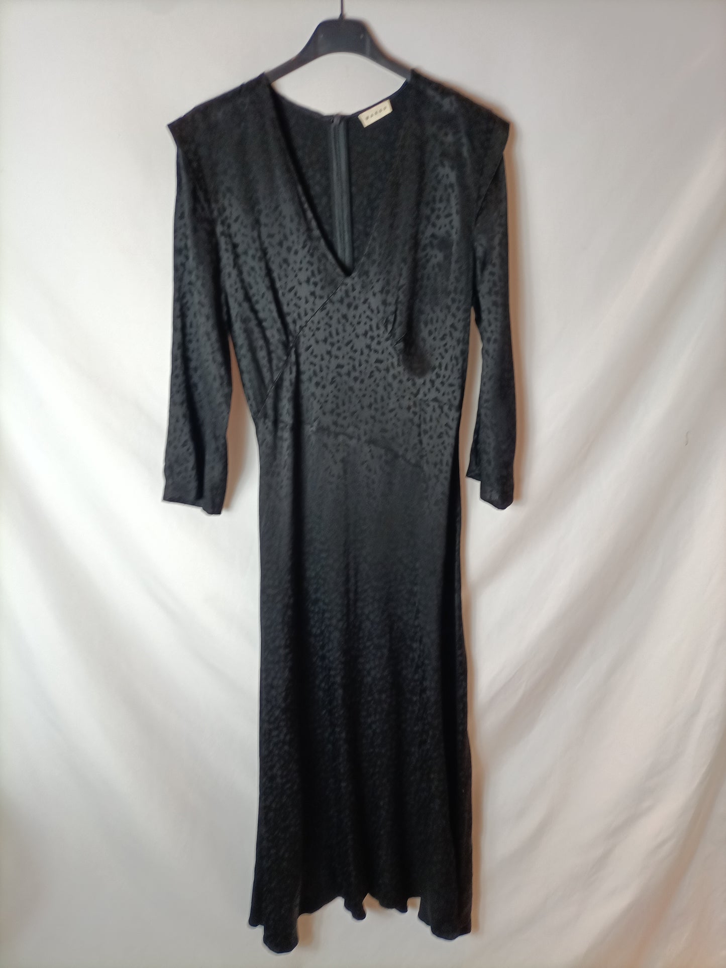 MAKSU. Long black print Ts dress