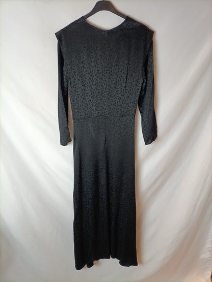 MAKSU. Long black print Ts dress