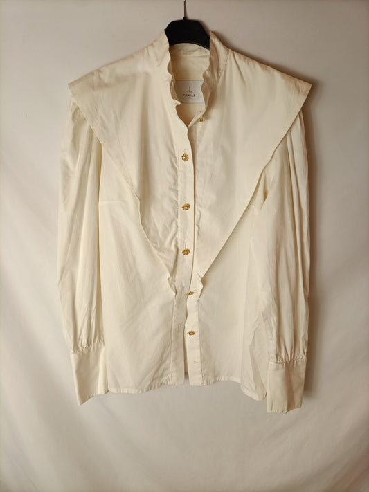FRIAR. Beige shirt with jewel buttons Tm