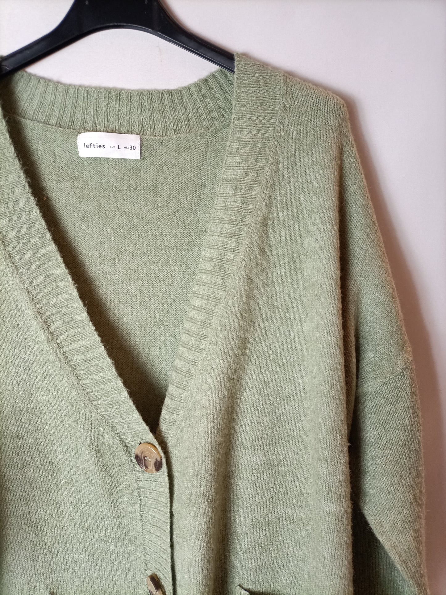 LEFTIES. Cardigan oversized verde claro. T L