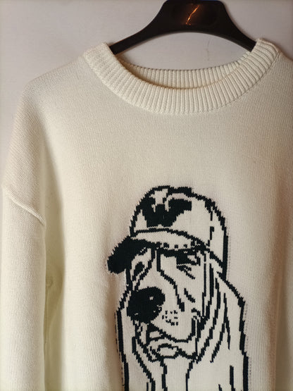 ZARA. Jersey blanco dibujo . T M