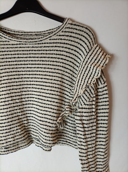 LEFTIES. Top corto rayas y volante. T XS