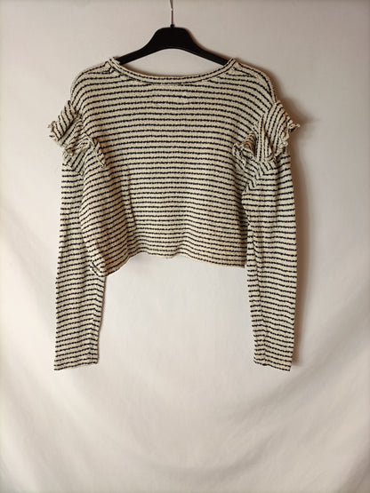 LEFTIES. Top corto rayas y volante. T XS