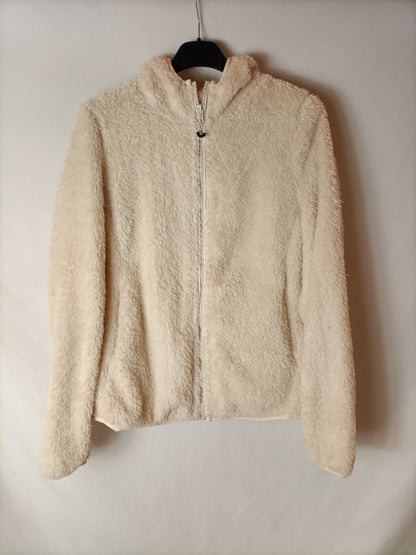 LEFTIES. Beige fur jacket with hood. TM